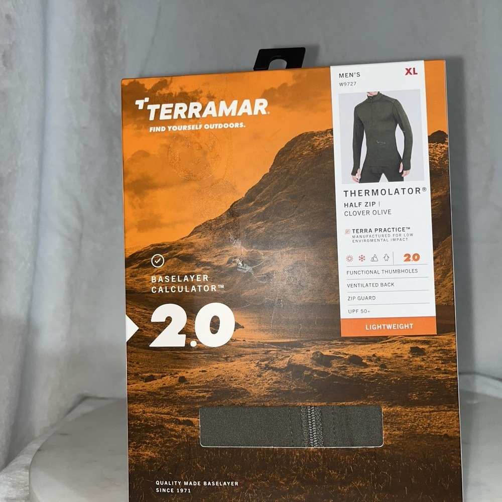 Terramar Base layer Men's Thermolater Half Zip Clover Olive colored Size XL